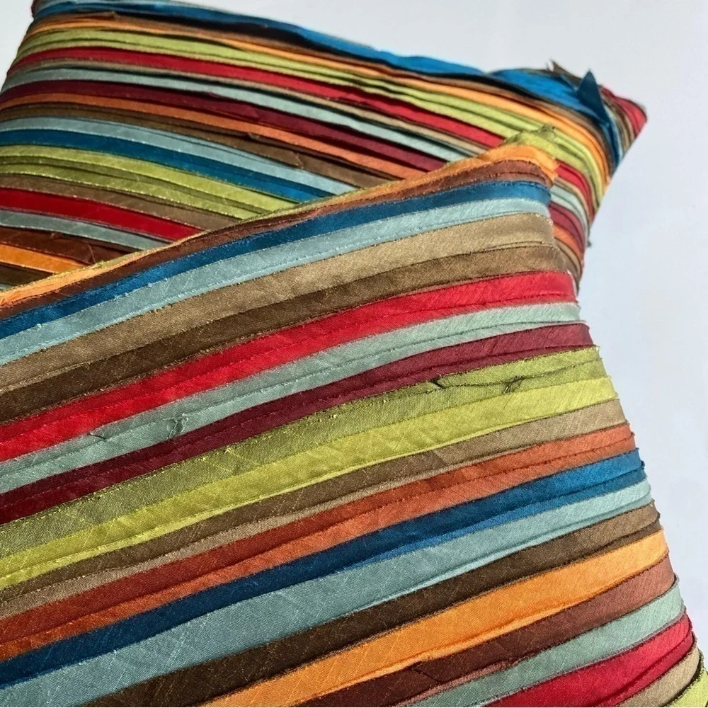 2 Pier 1 Imports Multicolored Stripe Decorative Throw Accent Pillows